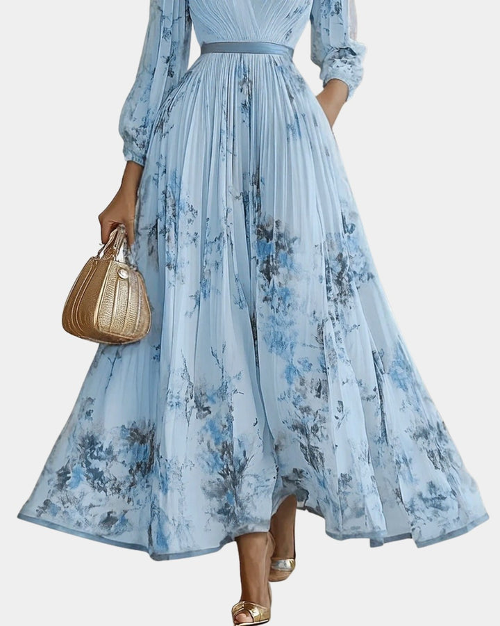 Caroline | Women's Pleated V-Neck Maxi Dress - image 7