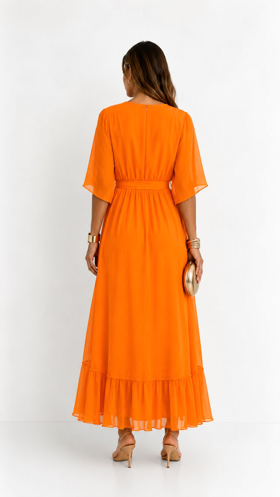 Casey | Women's Wrap-Front Chiffon Midi Dress, Flowing Occasion Dress | The Shrader Sisters