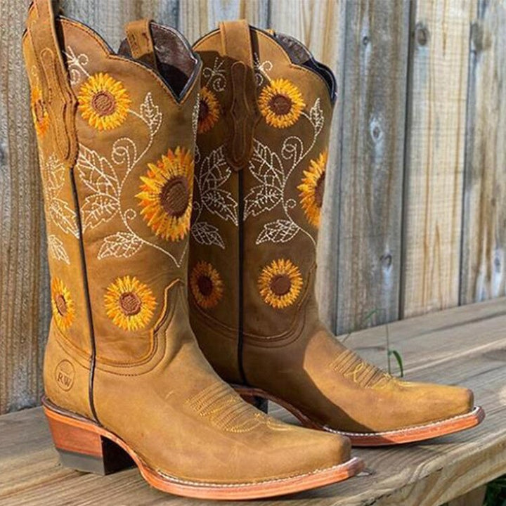 Cassidy | Women's Sunflower Embroidered Western Boots - image 4