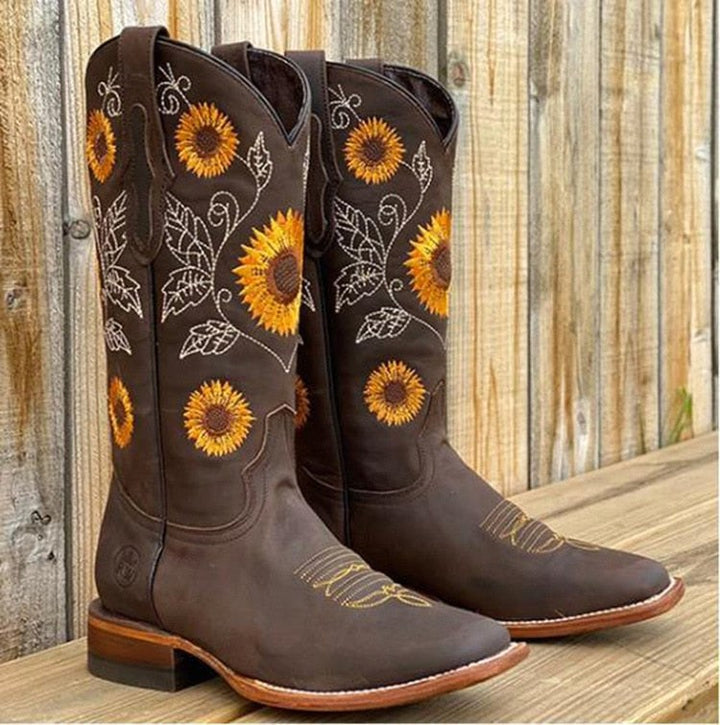 Cassidy | Women's Sunflower Embroidered Western Boots - image 5