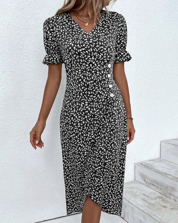 Charlene | Women's V-Neck Floral Midi Dress - image 13