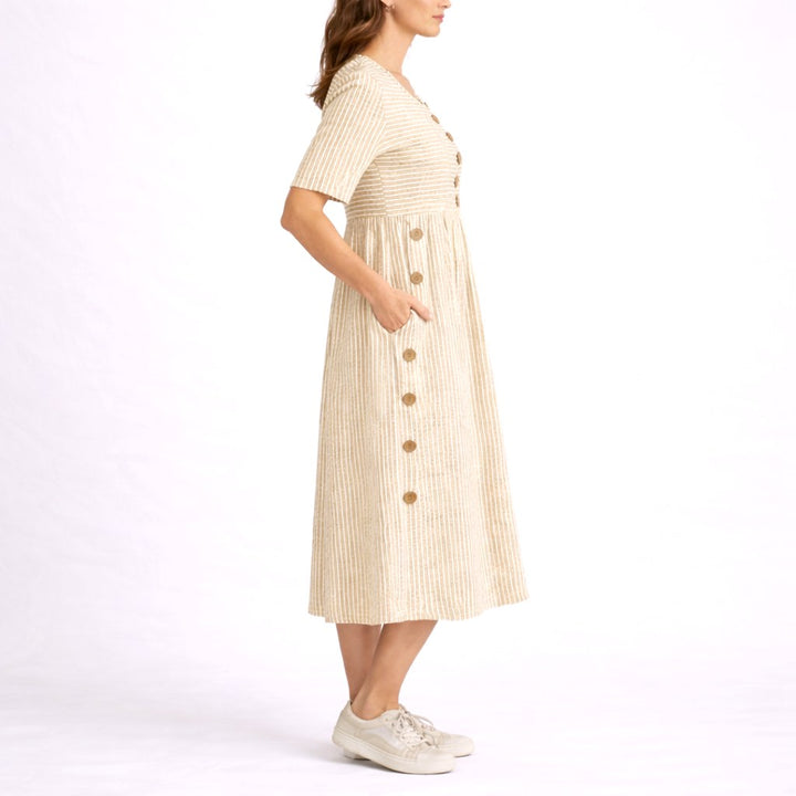 Charli | Women's Striped Midi Dress, Relaxed Lightweight Dress | The Shrader Sisters