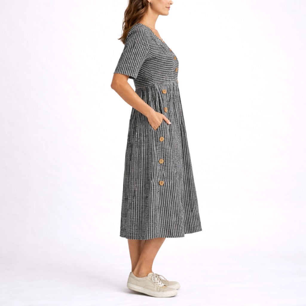 Charli | Women's Striped Midi Dress, Relaxed Lightweight Dress | The Shrader Sisters