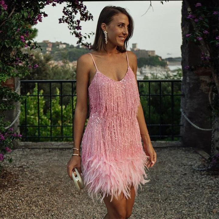 Charlotte | Women's Feather Mini Dress with Flattering Fit - image 8