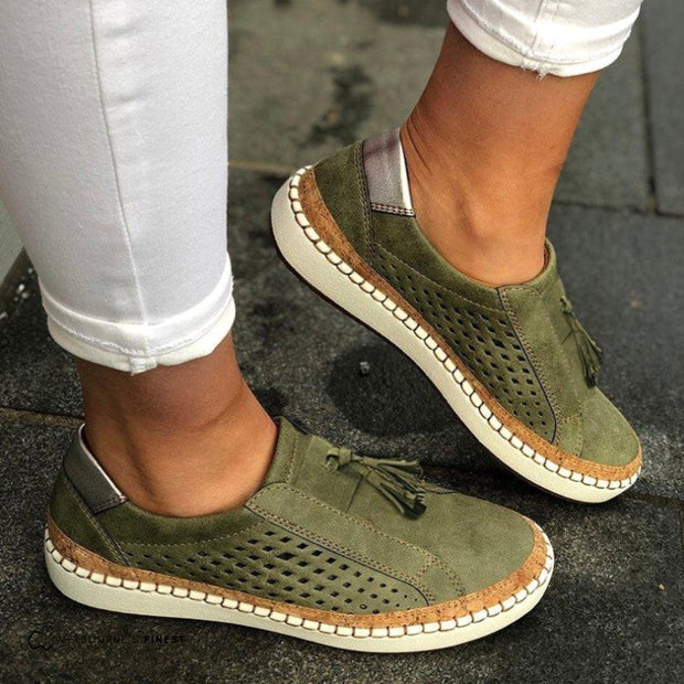 Charlotte | Women's Orthopedic Slip-On Shoes, Breathable Comfort Shoes | The Shrader Sisters | Green