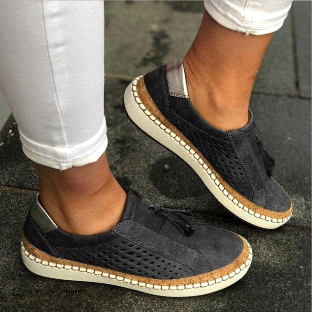Charlotte | Women's Orthopedic Slip-On Shoes, Breathable Comfort Shoes | The Shrader Sisters | Black