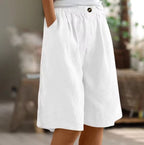 Charlotte | Women's Relaxed Comfort Shorts - White