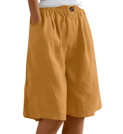 Charlotte | Women's Relaxed Comfort Shorts - Earthy Yellow