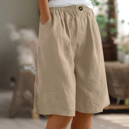 Charlotte | Women's Relaxed Comfort Shorts - Khaki