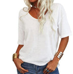 Chelsea | Women's Relaxed U-Neck T-Shirt, Lightweight Summer Top | The Shrader Sisters
