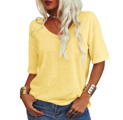 Chelsea | Women's Relaxed U-Neck T-Shirt, Lightweight Summer Top | The Shrader Sisters