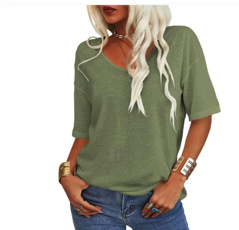 Chelsea | Women's Relaxed U-Neck T-Shirt, Lightweight Summer Top | The Shrader Sisters