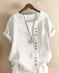 Claire | Women's Casual Linen Button-Front Tunic Top, Lightweight Summer Top for Holidays and Casual Wear, Lightweight Summer Top for Holidays and Casual Wear - White