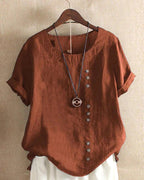 Claire | Women's Casual Linen Button-Front Tunic Top, Lightweight Summer Top for Holidays and Casual Wear, Lightweight Summer Top for Holidays and Casual Wear - Dark Green