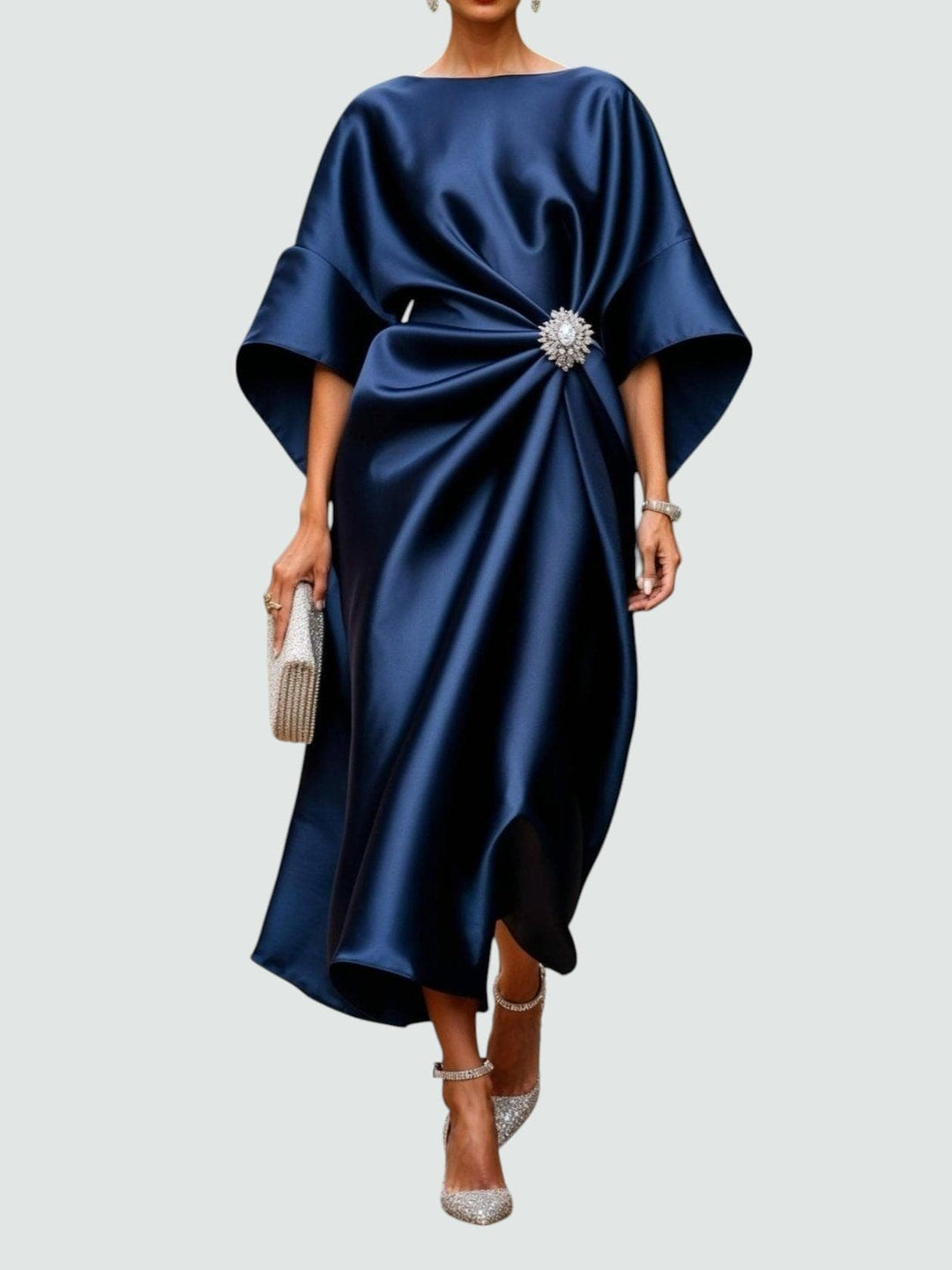 Claire | Women's Long Sleeve Elegant Maxi Dress - Navy Blue