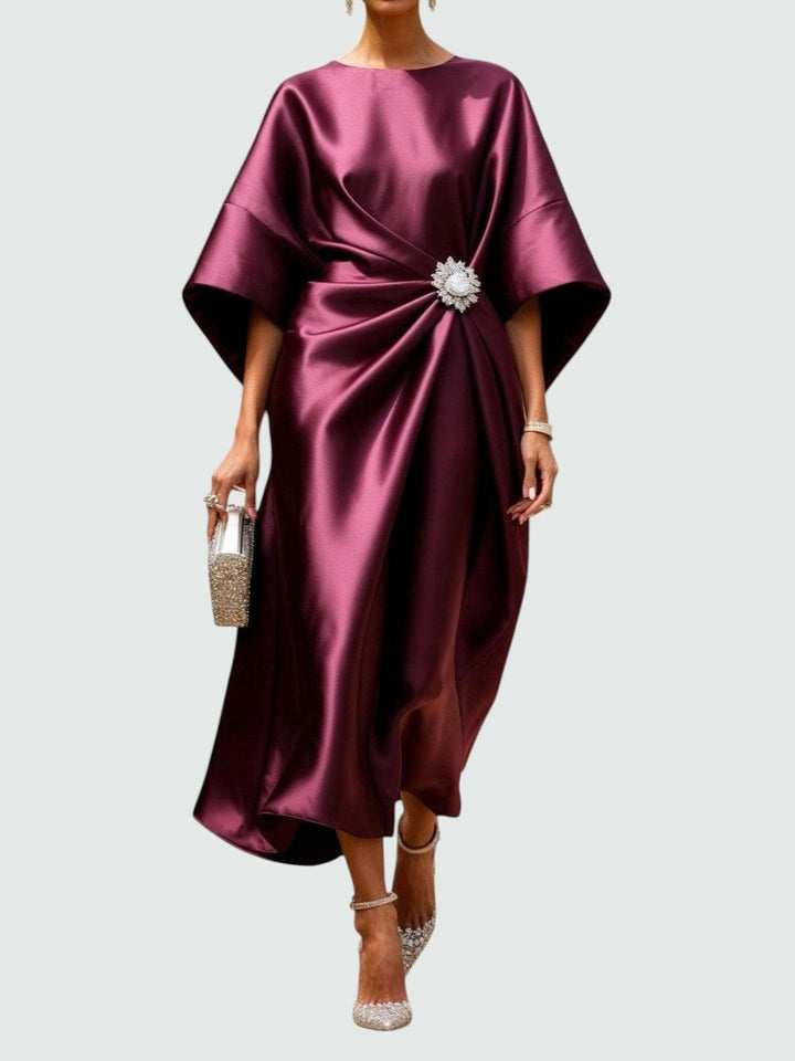 Claire | Women's Long Sleeve Elegant Maxi Dress - Red