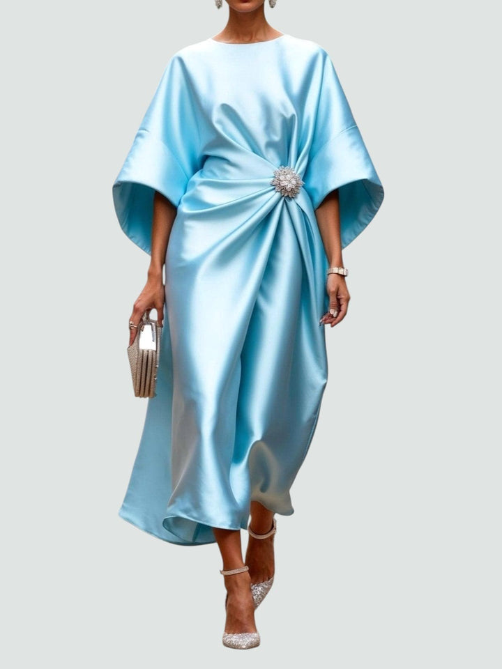 Claire | Women's Long Sleeve Elegant Maxi Dress - Light Blue