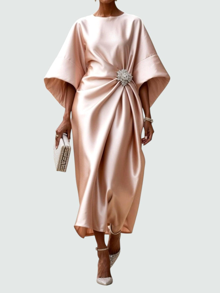 Claire | Women's Long Sleeve Elegant Maxi Dress - Beige