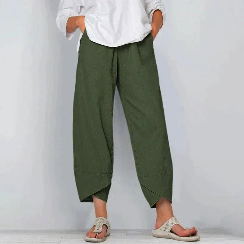 Clara | Women's Chic Linen Summer Pants - Gray