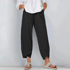 Clara | Women's Chic Linen Summer Pants - Military Green