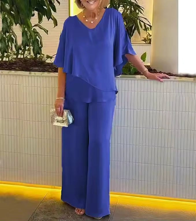 Clarissa | Women's Elegant Two-Piece Set - Blue