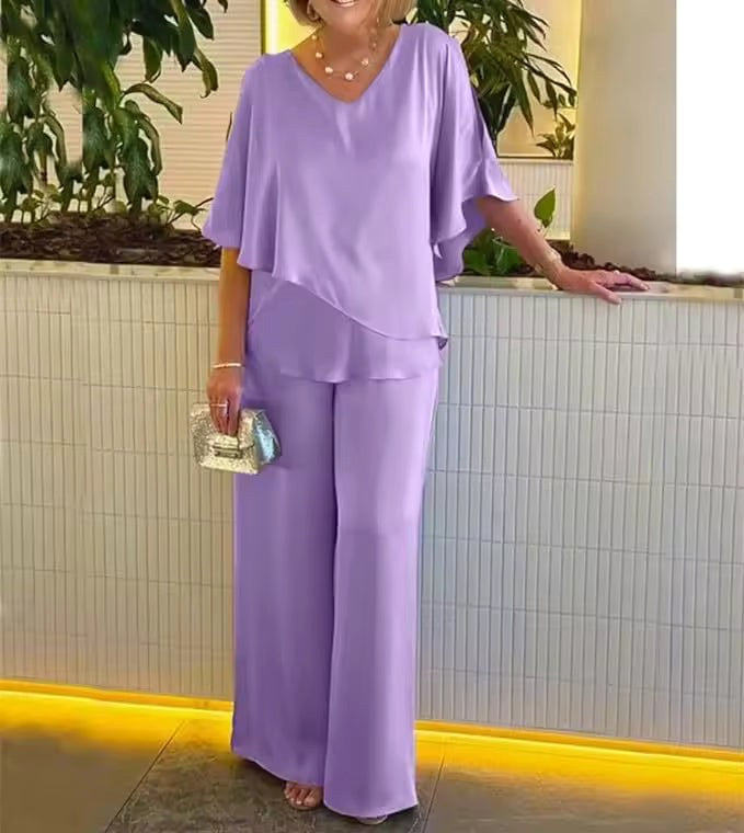 Clarissa | Women's Elegant Two-Piece Set - Purple