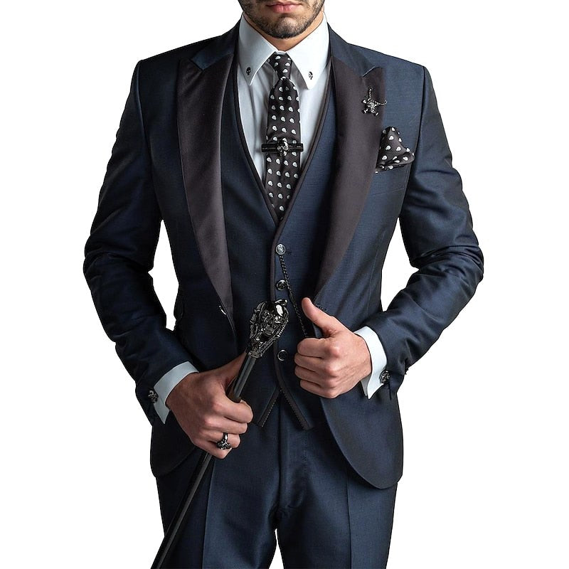 Cooper | Men's Three-Piece Blazer Suit, Waistcoat and Trousers Set | The Shrader Sisters | Navy Blue