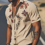 Cooper | Men's Western Floral Print Short-Sleeve Shirt, Point Collar Shirt | The Shrader Sisters