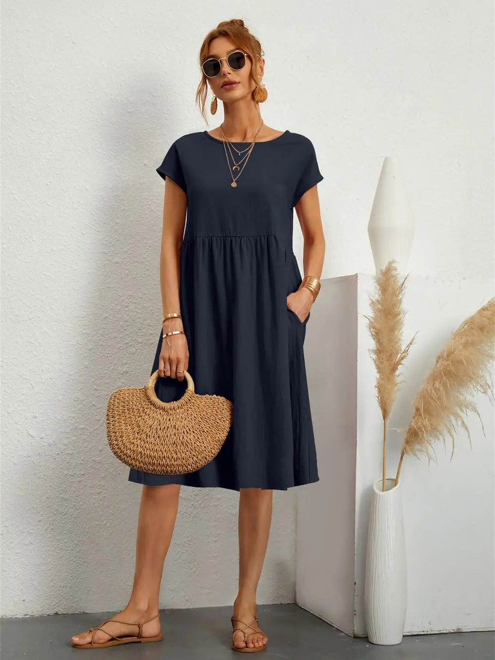 Courtney | Women's Casual Pocket Midi Dress, Flattering Summer Dress for Holidays and Everyday Wear, Flattering Summer Dress for Holidays and Everyday Wear - image 10
