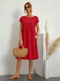 Courtney | Women's Casual Pocket Midi Dress, Flattering Summer Dress for Holidays and Everyday Wear, Flattering Summer Dress for Holidays and Everyday Wear - image 7