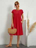 Courtney | Women's Casual Pocket Midi Dress, Flattering Summer Dress for Holidays and Everyday Wear, Flattering Summer Dress for Holidays and Everyday Wear - image 7