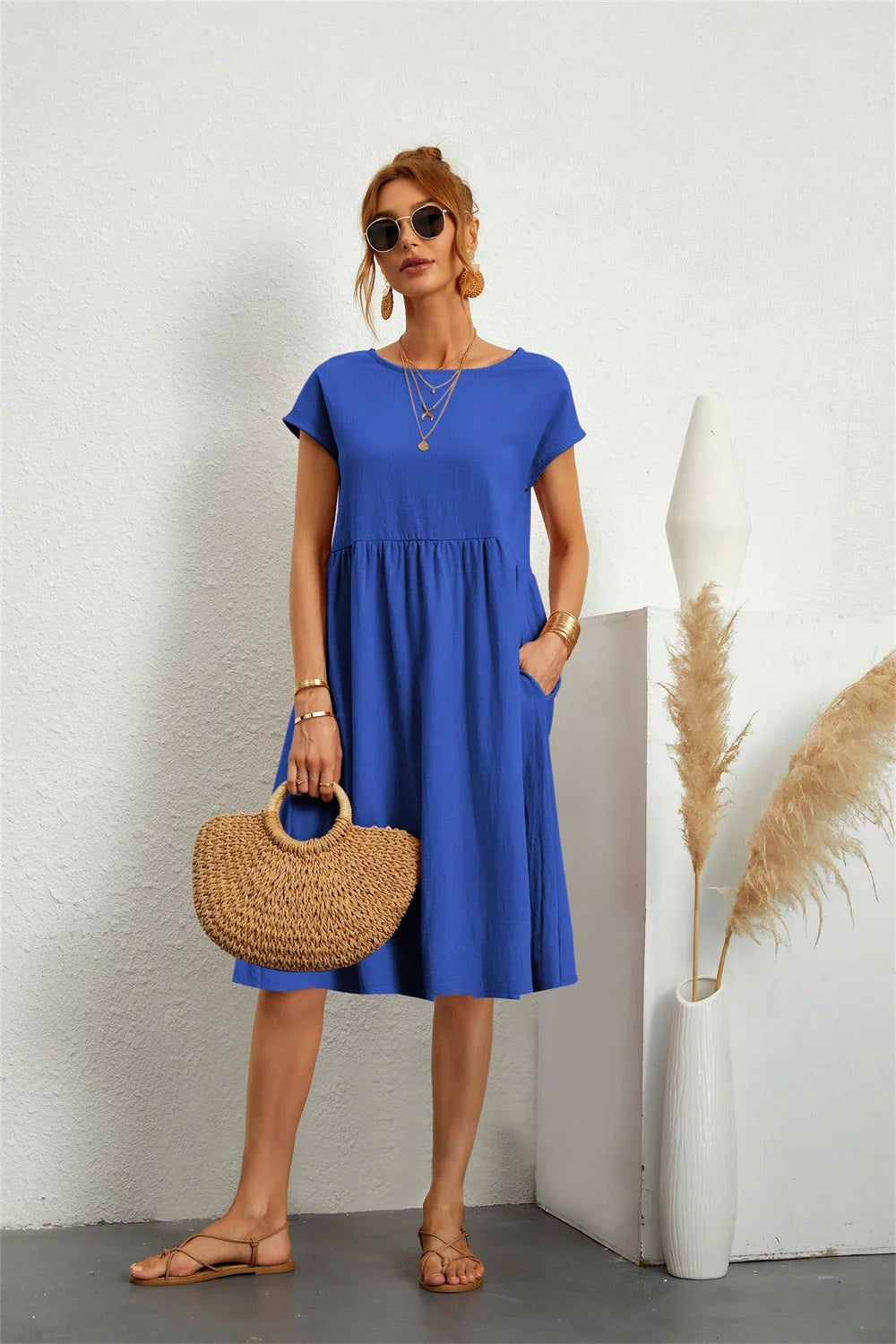 Courtney | Women's Casual Pocket Midi Dress, Flattering Summer Dress for Holidays and Everyday Wear, Flattering Summer Dress for Holidays and Everyday Wear - image 8
