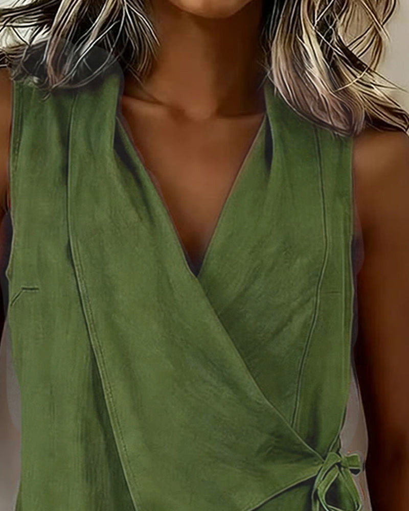 Riley | Crossover Linen Cotton Tank