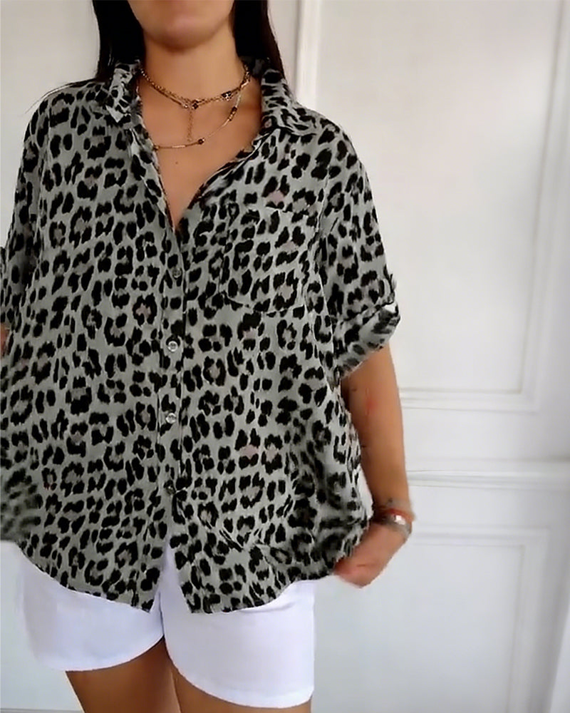 Avery | Leopard Print Button-Up Shirt