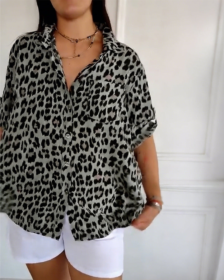 Avery | Leopard Print Button-Up Shirt