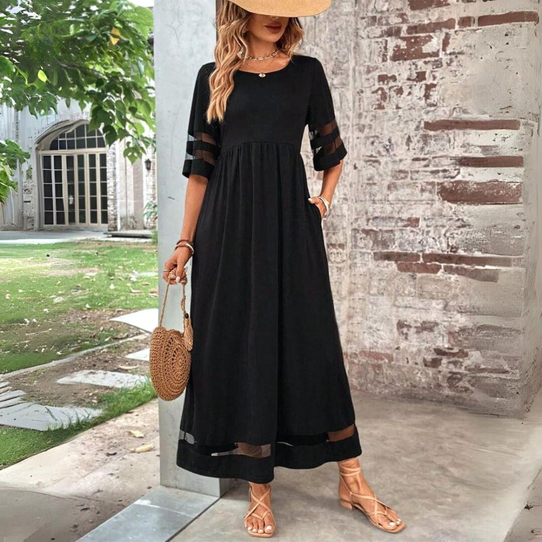 Danika | Women's Flattering Midi Dress with Tummy Coverage, Elegant Occasion Dress | The Shrader Sisters | Black