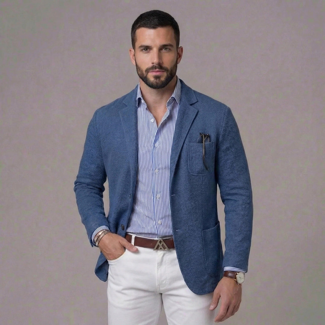Darcy | Men's Linen Blazer, Lightweight Unstructured Jacket | The Shrader Sisters | Brown