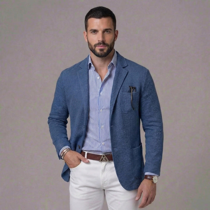 Darcy | Men's Linen Blazer, Lightweight Unstructured Jacket | The Shrader Sisters | Brown