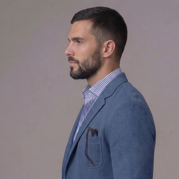 Darcy | Men's Linen Blazer, Lightweight Unstructured Jacket | The Shrader Sisters | Grey
