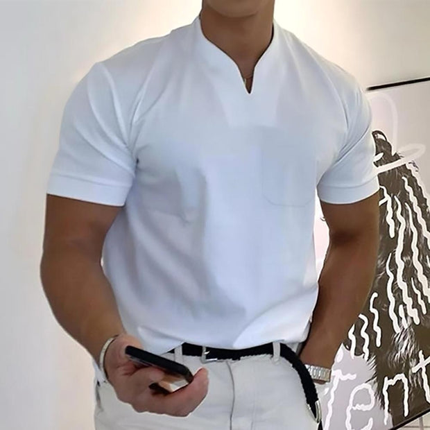 Darcy | Men's V-Neck Short Sleeve T-Shirt, Tailored Casual T-Shirt | The Shrader Sisters | White