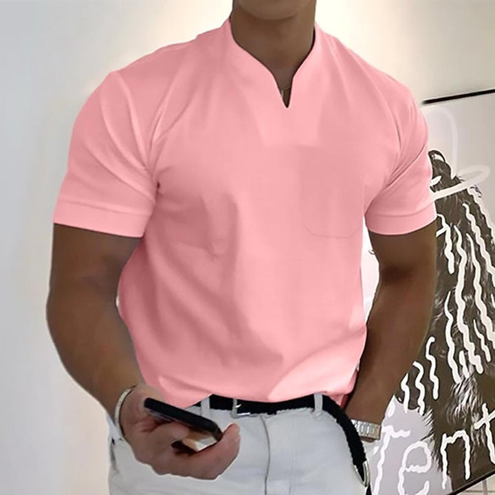 Darcy | Men's V-Neck Short Sleeve T-Shirt, Tailored Casual T-Shirt | The Shrader Sisters | Light blue