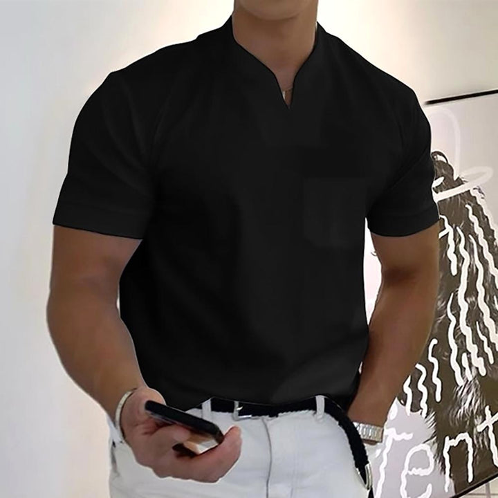 Darcy | Men's V-Neck Short Sleeve T-Shirt, Tailored Casual T-Shirt | The Shrader Sisters | Gray