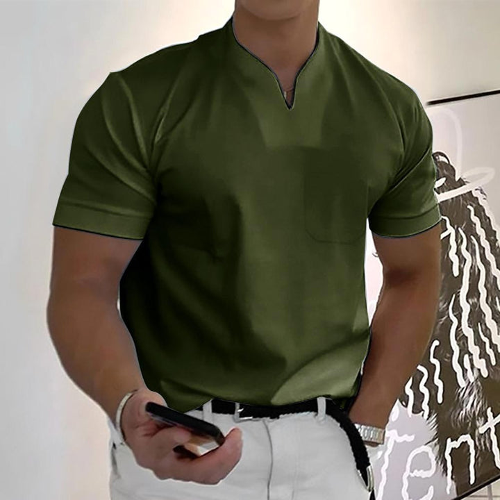 Darcy | Men's V-Neck Short Sleeve T-Shirt, Tailored Casual T-Shirt | The Shrader Sisters | Green