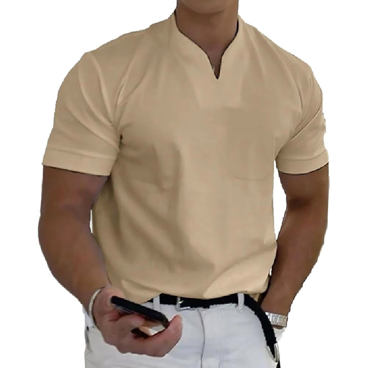 Darcy | Men's V-Neck Short Sleeve T-Shirt, Tailored Casual T-Shirt | The Shrader Sisters | Brown