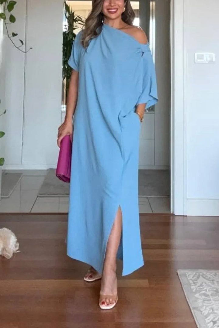 Darcy | Women's Asymmetric One-Shoulder Maxi Dress, Flowing Evening Dress | The Shrader Sisters