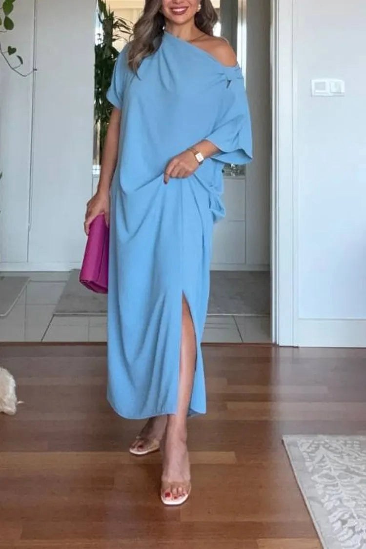 Darcy | Women's Asymmetric One-Shoulder Maxi Dress, Flowing Evening Dress | The Shrader Sisters