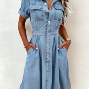 Deborah | Women's Short Sleeve Denim Shirt Dress