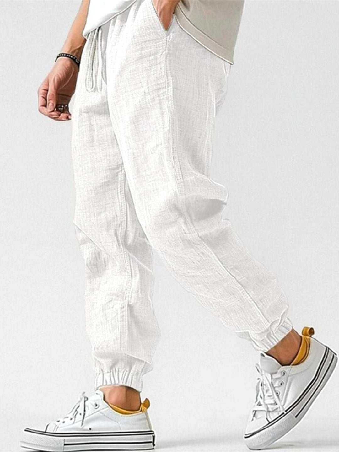 Declan | Men's Cotton Linen Joggers, Relaxed Fit Trousers | The Shrader Sisters | Green