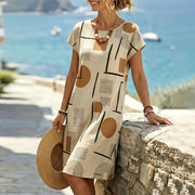 Delaney | Women's Abstract Geometric Print Shift Mini Dress