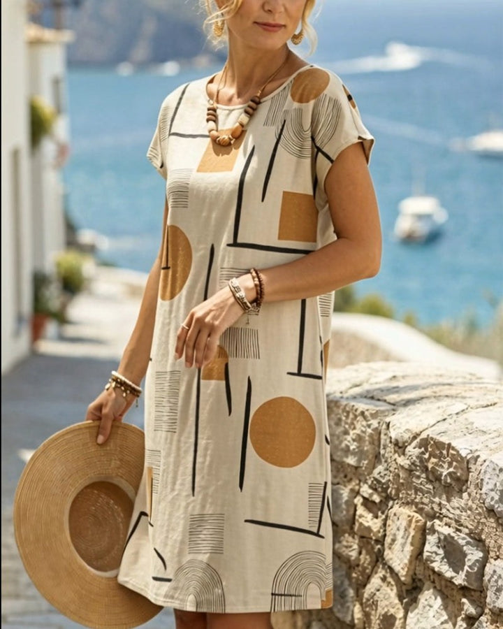 Delaney | Women's Abstract Geometric Print Shift Mini Dress - image 2